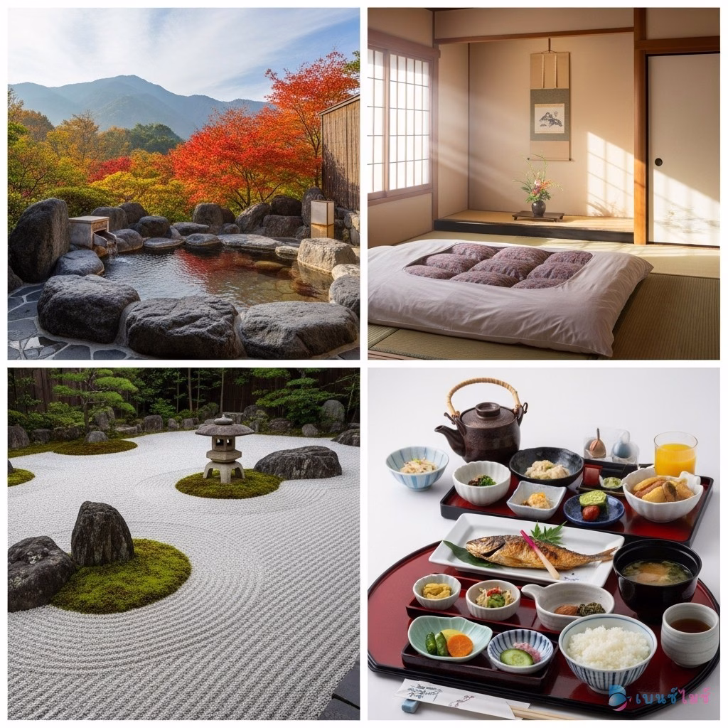 Private Onsen และเรียวกังหรูญี่ปุ่น อ่างออนเซ็นกลางแจ้งวิวภูเขา