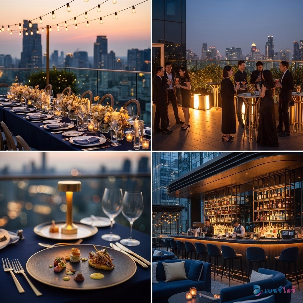 Rooftop Venue จัด Gala Dinner กรุงเทพ วิวเมืองยามค่ำคืน