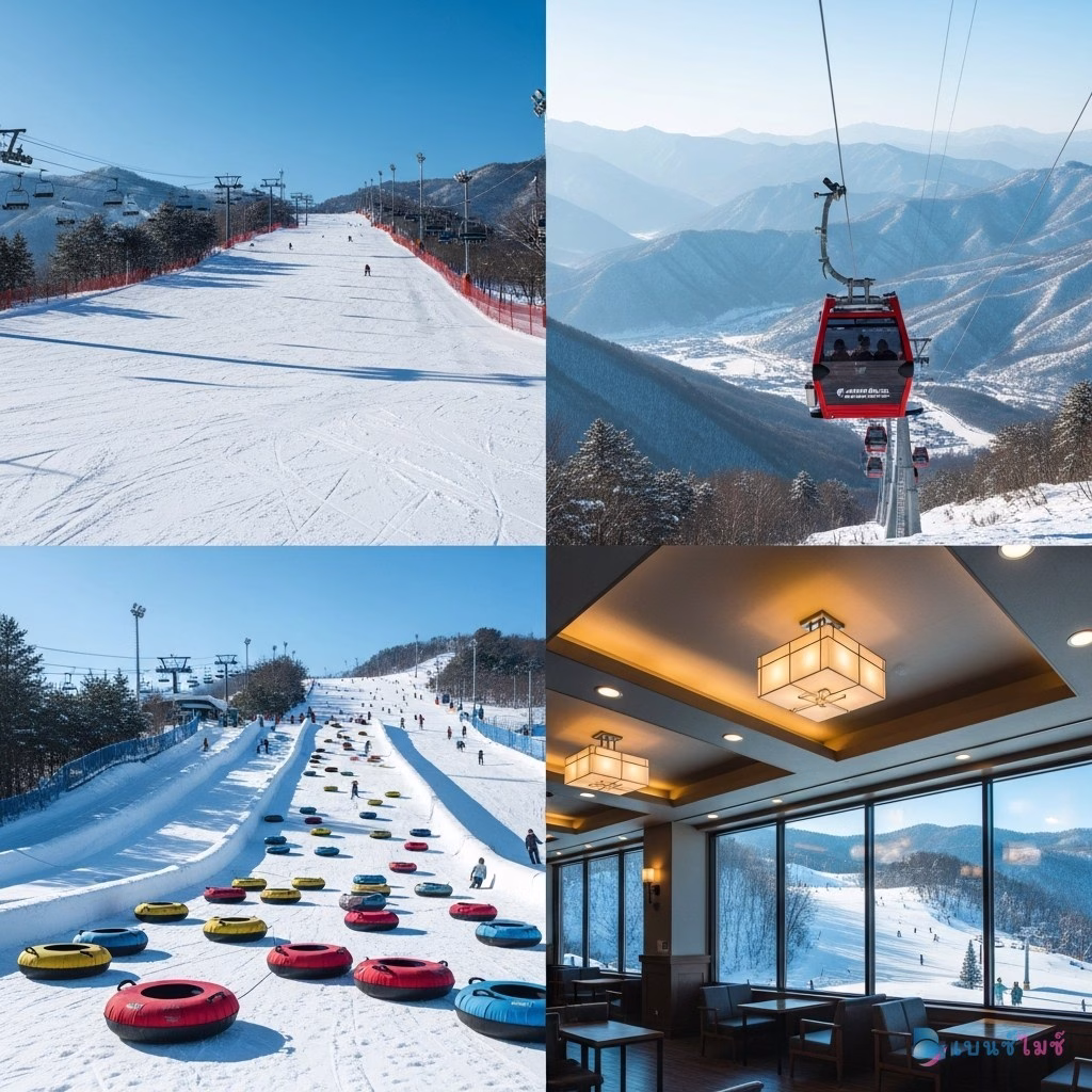 สกีรีสอร์ทเกาหลี ลานสกี กอนโดลา กิจกรรมหิมะสำหรับกลุ่มองค์กร