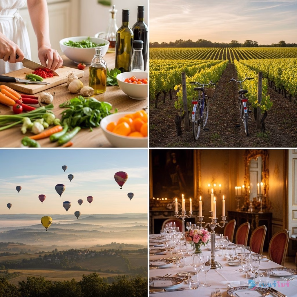 กิจกรรม Team Building Wine Tour ฝรั่งเศส Cooking Class ปั่นจักรยาน บอลลูน Chateau Dinner