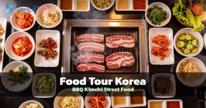 อาหารเกาหลี Korean BBQ บนเตาย่างพร้อมเครื่องเคียง สำหรับ Food Tour
